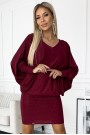  402-4 Bat dress with a neckline - burgundy color with glitter 