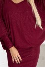  402-4 Bat dress with a neckline - burgundy color with glitter 