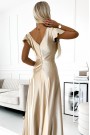  411-7 CRYSTAL satin long dress with a neckline - gold 