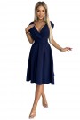  348-6 SCARLETT - flared dress with a neckline - dark blue 