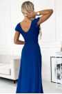  411-9 CRYSTAL long shimmering dress with a neckline - Blue 