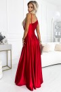  524-1 Long elegant satin one-shoulder dress - red 