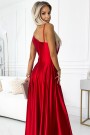  524-1 Long elegant satin one-shoulder dress - red 
