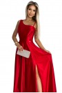  524-1 Long elegant satin one-shoulder dress - red 