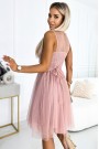  525-2 OLGA tulle dress with a neckline and decorative buckle - dirty pink 