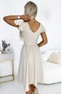  425-7 MATILDE Dress with a neckline and short sleeves - beige color 
