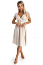  425-7 MATILDE Dress with a neckline and short sleeves - beige color 