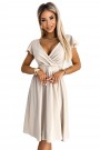 425-7 MATILDE Dress with a neckline and short sleeves - beige color 