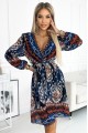  516-1 Chiffon dress with a neckline and long sleeves - Indian pattern 