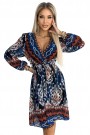  516-1 Chiffon dress with a neckline and long sleeves - Indian pattern 