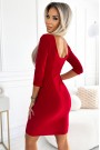  529-3 ELEONORA classic dress with a cutout on the back - red with glitter 
