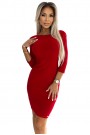  529-3 ELEONORA classic dress with a cutout on the back - red with glitter 