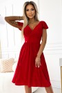  425-9 MATILDE Dress with a neckline and short sleeves - red with glitter 