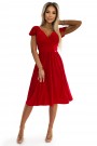  425-9 MATILDE Dress with a neckline and short sleeves - red with glitter 