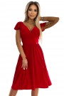  425-9 MATILDE Dress with a neckline and short sleeves - red with glitter 