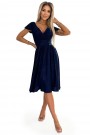  425-8 MATILDE Dress with a neckline and short sleeves - navy blue with glitter 