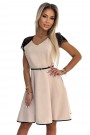  254-3 SILVIA Dress with lace inserts - beige 