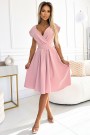  348-9 SCARLETT flared dress with a neckline - powder pink 