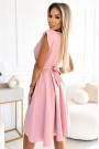  348-9 SCARLETT flared dress with a neckline - powder pink 