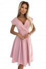  348-9 SCARLETT flared dress with a neckline - powder pink 
