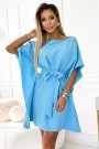  287-26 SOFIA Butterfly dress with a binding at the waist - light blue 