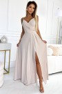  299-15 CHIARA elegant maxi dress with straps - beige with glitter 