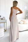  299-15 CHIARA elegant maxi dress with straps - beige with glitter 