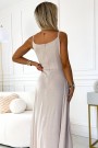 299-15 CHIARA elegant maxi dress with straps - beige with glitter 