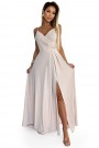  299-15 CHIARA elegant maxi dress with straps - beige with glitter 