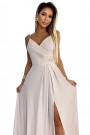  299-15 CHIARA elegant maxi dress with straps - beige with glitter 