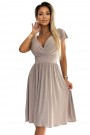  425-10 MATILDE Dress with a neckline and short sleeves - beige with glitter 