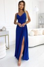 299-17 CHIARA elegant maxi dress with straps - blue with glitter 