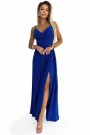  299-17 CHIARA elegant maxi dress with straps - blue with glitter 