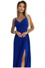  299-17 CHIARA elegant maxi dress with straps - blue with glitter 