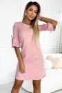  217-9 NEVA Trapezoidal dress with flared sleeves - powder pink with glitter 