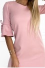  217-9 NEVA Trapezoidal dress with flared sleeves - powder pink with glitter 