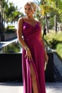  299-19 CHIARA elegant long maxi dress with straps - fuchsia with glitter 