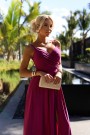  299-19 CHIARA elegant long maxi dress with straps - fuchsia with glitter 