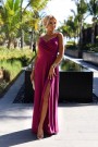  299-19 CHIARA elegant long maxi dress with straps - fuchsia with glitter 