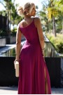  299-19 CHIARA elegant long maxi dress with straps - fuchsia with glitter 