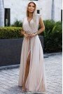  509-2 Elegant long dress tied in many ways - beige with glitter 