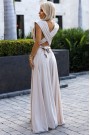  509-2 Elegant long dress tied in many ways - beige with glitter 