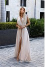  509-2 Elegant long dress tied in many ways - beige with glitter 