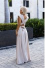  509-2 Elegant long dress tied in many ways - beige with glitter 