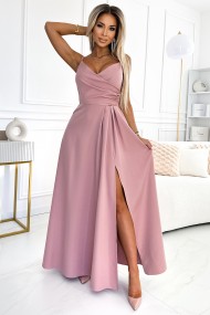  299-16 CHIARA elegant maxi dress with straps - dirty pink 