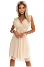  541-3 CELESTINA Elegant tulle dress with a neckline and bow - beige 