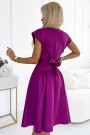  348-8 SCARLETT flared dress with a neckline - fuchsia with glitter 
