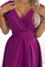  348-8 SCARLETT flared dress with a neckline - fuchsia with glitter 