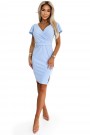 479-6 NINA dress with envelope neckline, sleeves and belt - blue 