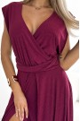  509-3 Elegant long dress tied in many ways - burgundy with glitter 